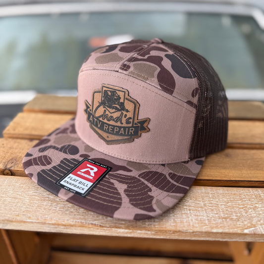 Bark Duck Camo Chad’s ATV Repair 7 Panel Trucker Hat
