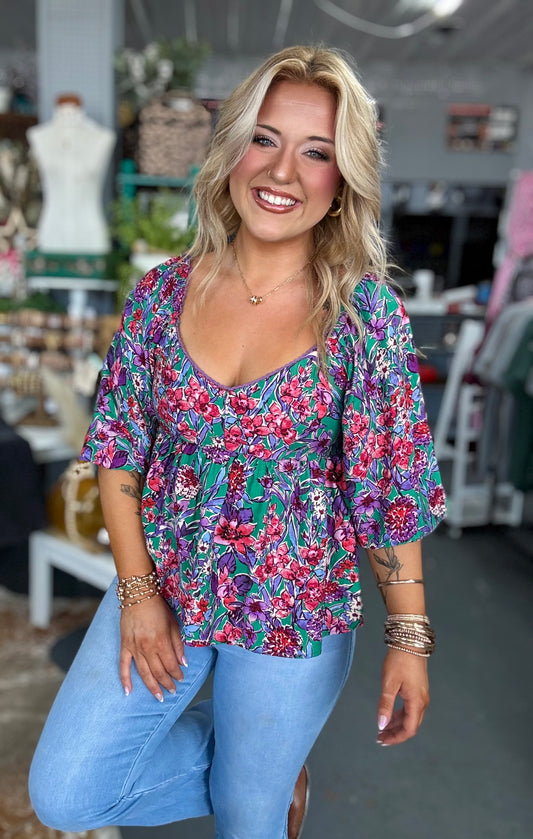 Floral Sweetheart Blouse