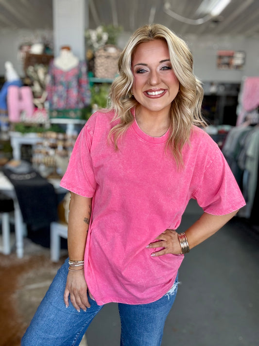 Fuchsia Acid Wash Tshirt