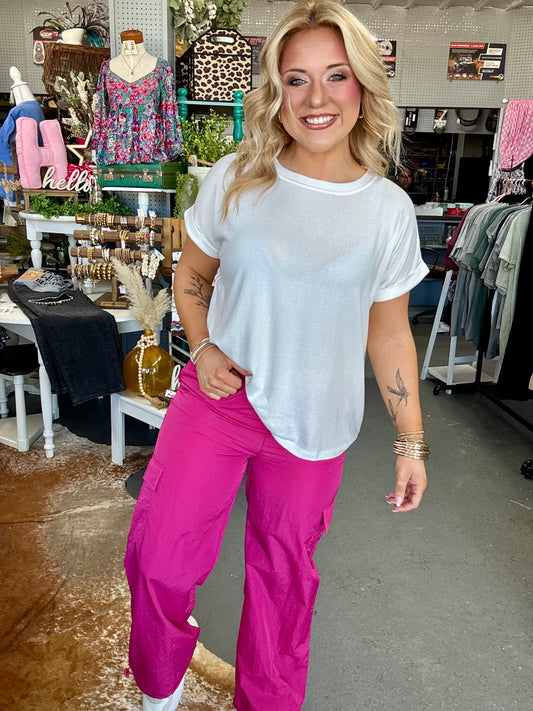 Hot Pink Windbreaker Cargo Pants