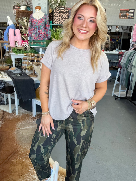 Ash Mocha Softest Round Neck Top